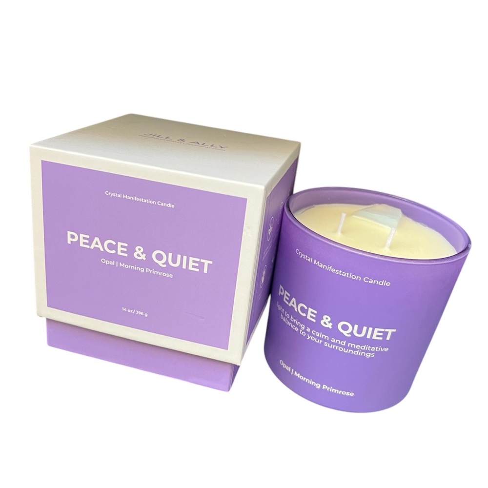 14 oz Crystal Manifestation Candle “Peace & Quiet”